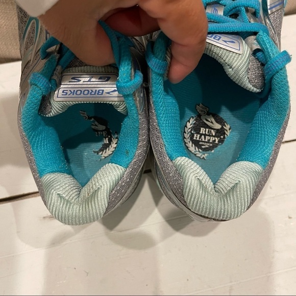 Brooks GTS 16th Edition FlexTra Sole sneaker Sz 7 Silver/Turquoises - Picture 6 of 10